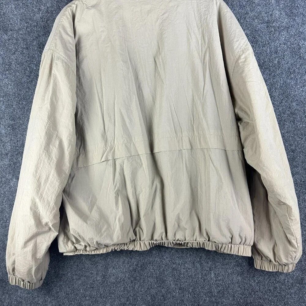 Greg Norman Jacket Mens Large Tan Nylon Fleece Lined Full Zip Hidden Hood - Picture 6 of 8